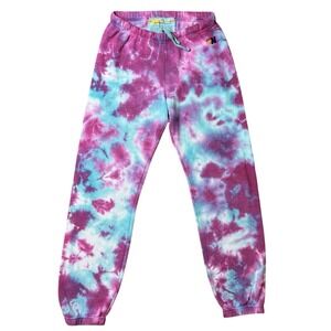 Aviator Nation Women's Hand Tie Dyed Sweatpant Magenta/Blue Made in USA Sz Med